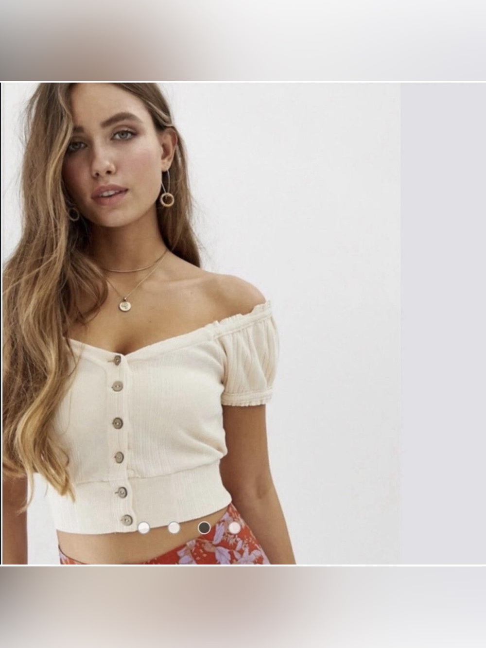 Free people We the free brighter days cream beige crop top knit pointelle